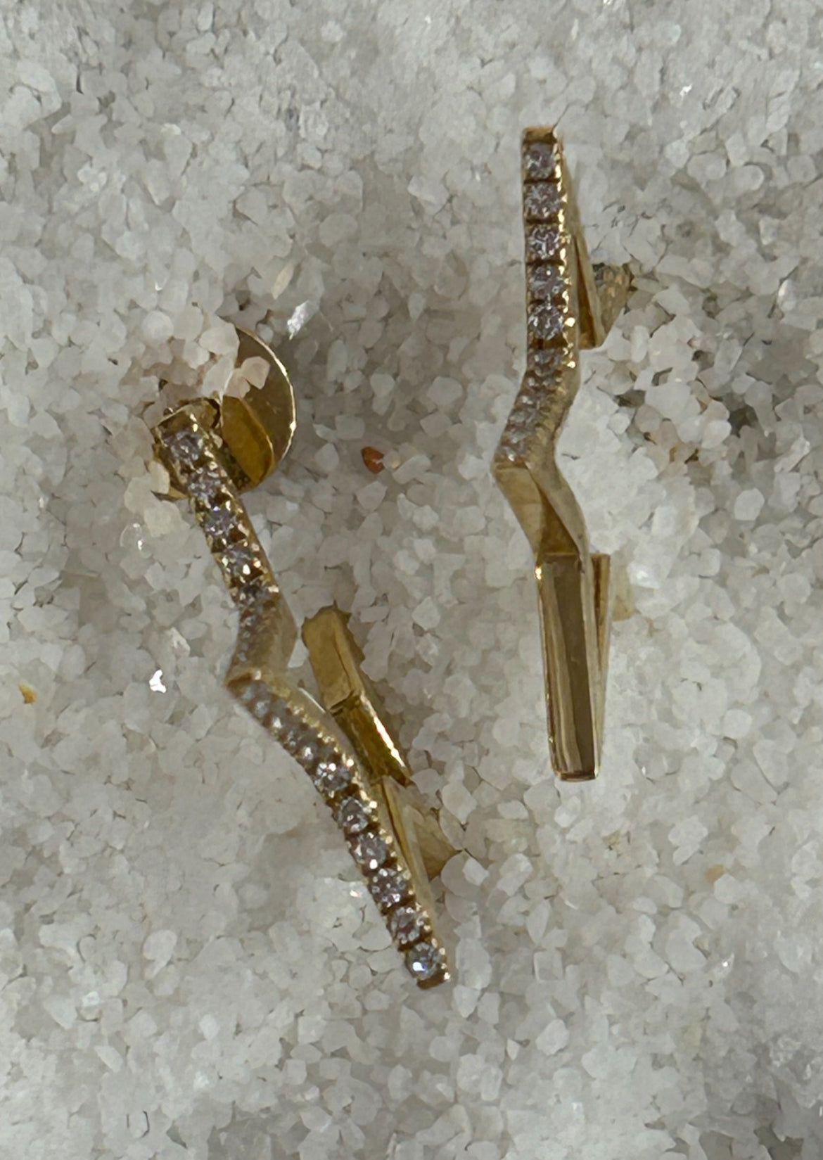 14K Gold Diamond Star Hoops