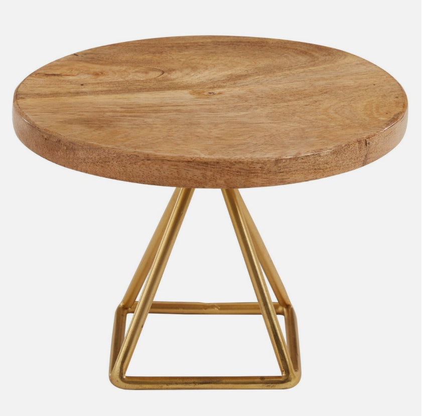 Wood and Gold Serving Stand