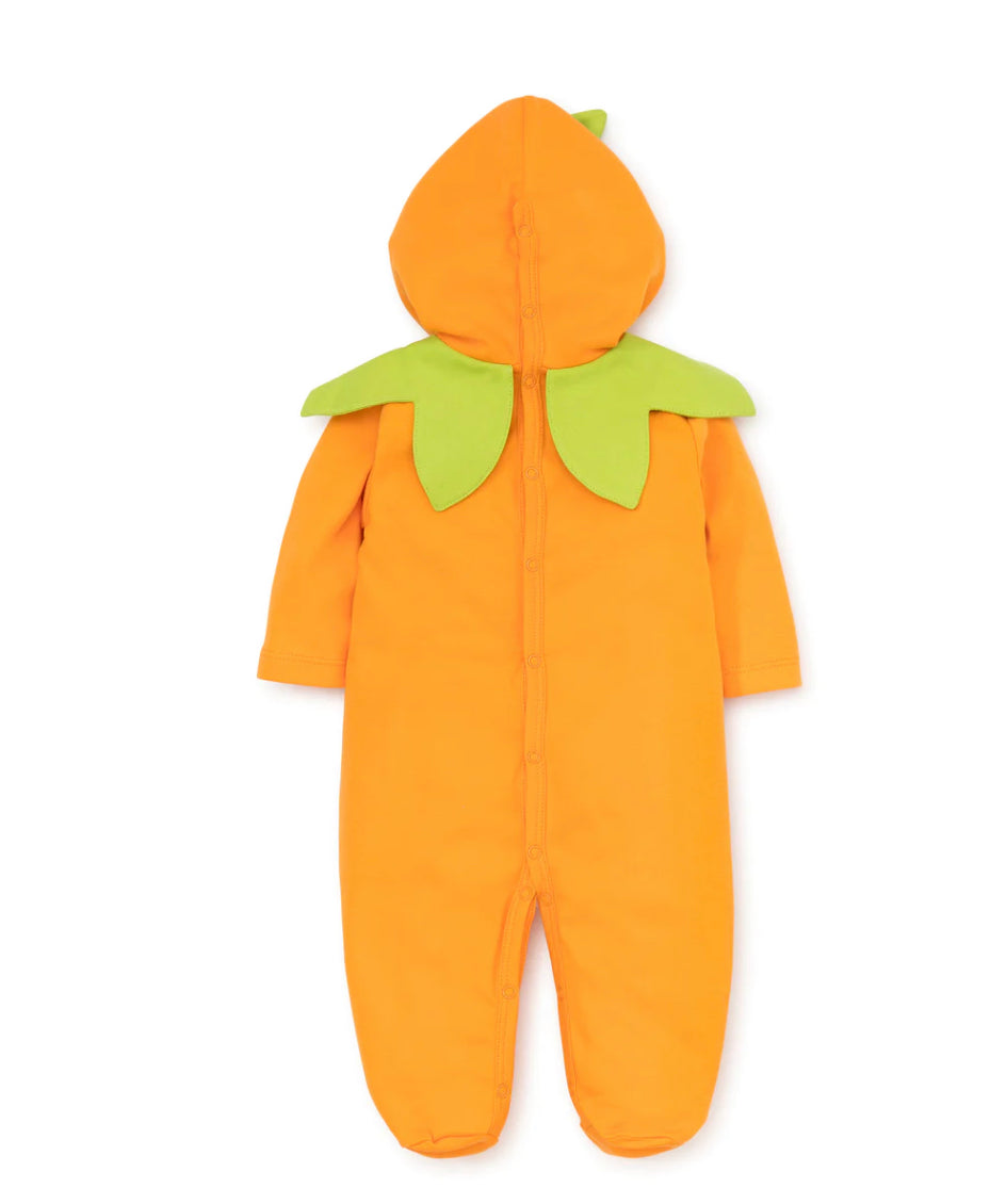 Kissy Kissy Orange Halloween Pumpkin Footie with Hood