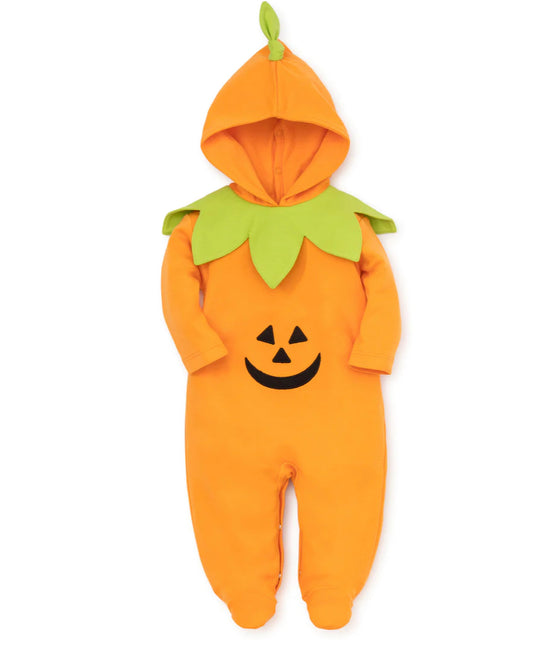 Kissy Kissy Orange Halloween Pumpkin Footie with Hood