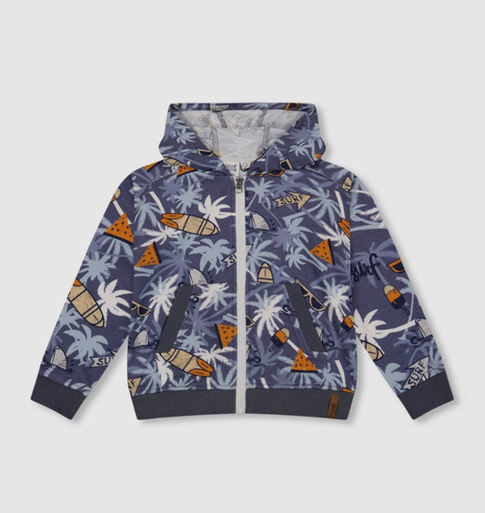 Palm Tree Terry Hooded Cardigan