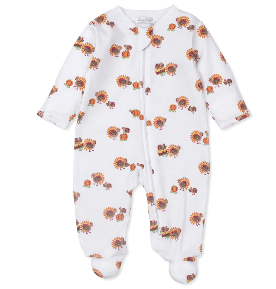 Kissy Kissy Thanksgiving Footie with Zip