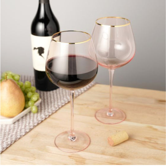 Rose Crystal Red Wine Glass Set