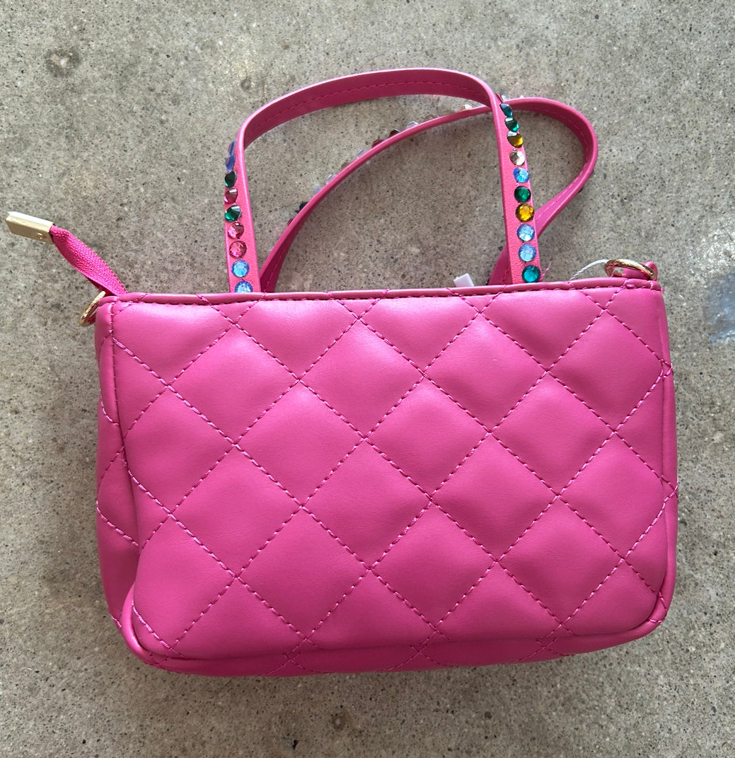 Quilted Rhinestone Tote Bag