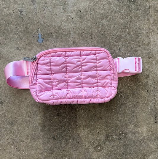 Pink Quilted Belt Bag