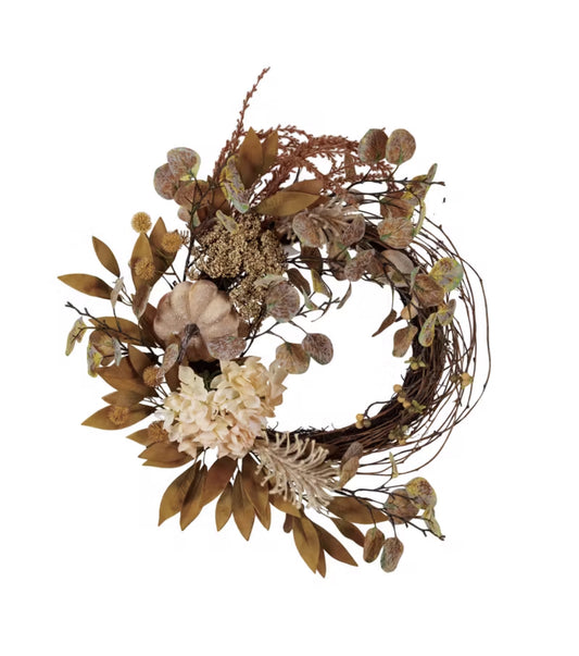 Faux Botanicals Wreath with Squash & Berries, Multi Color