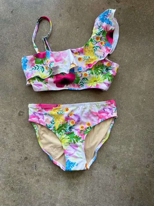 One Shoulder Bikini in Watercolor Floral