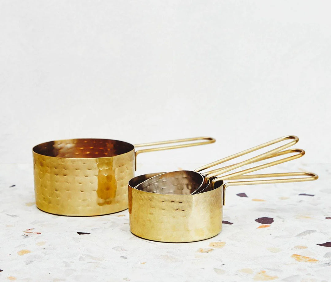 Stainless Steel Measuring Cups (4) Gold Hammered