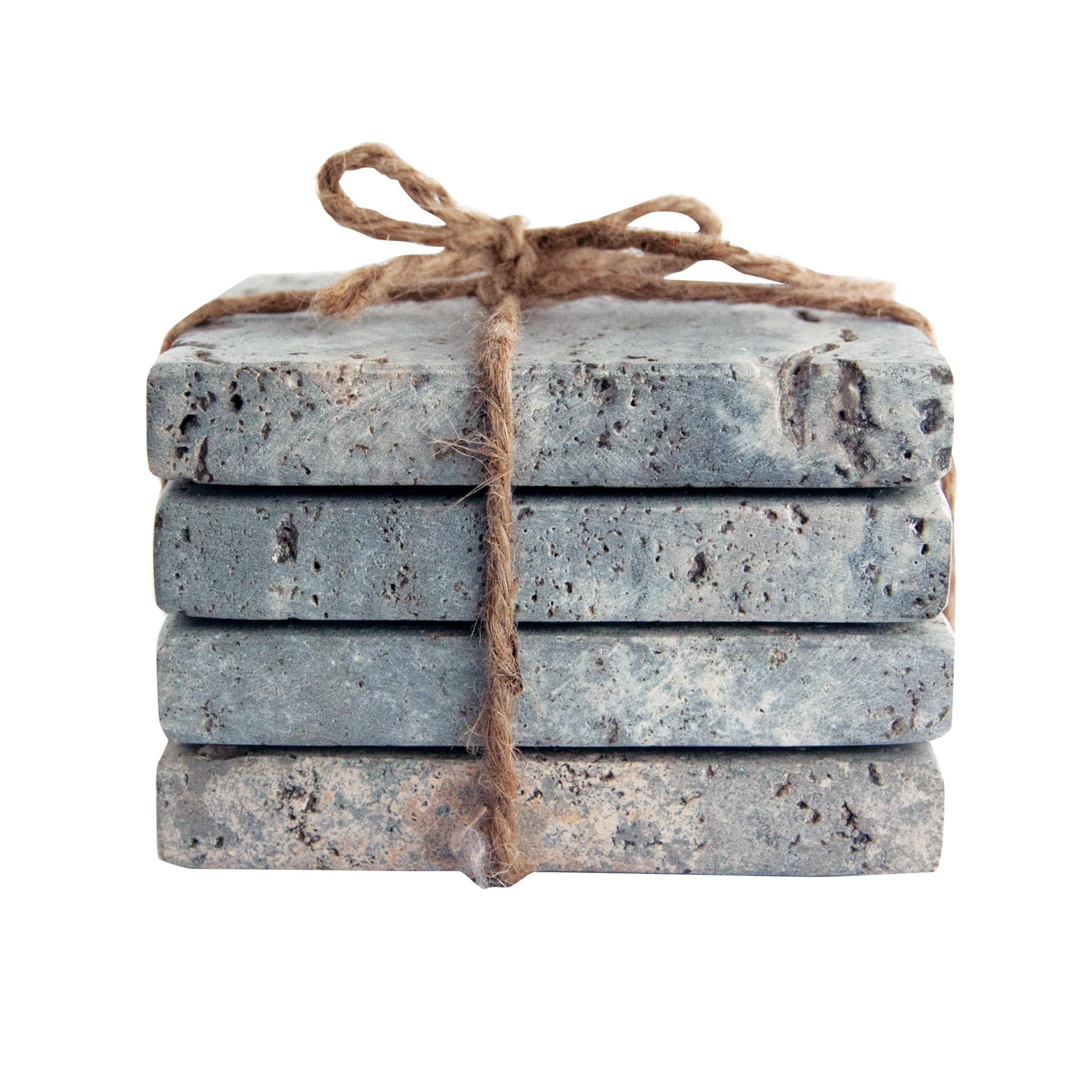 4” Square Travertine Coasters Set of 4