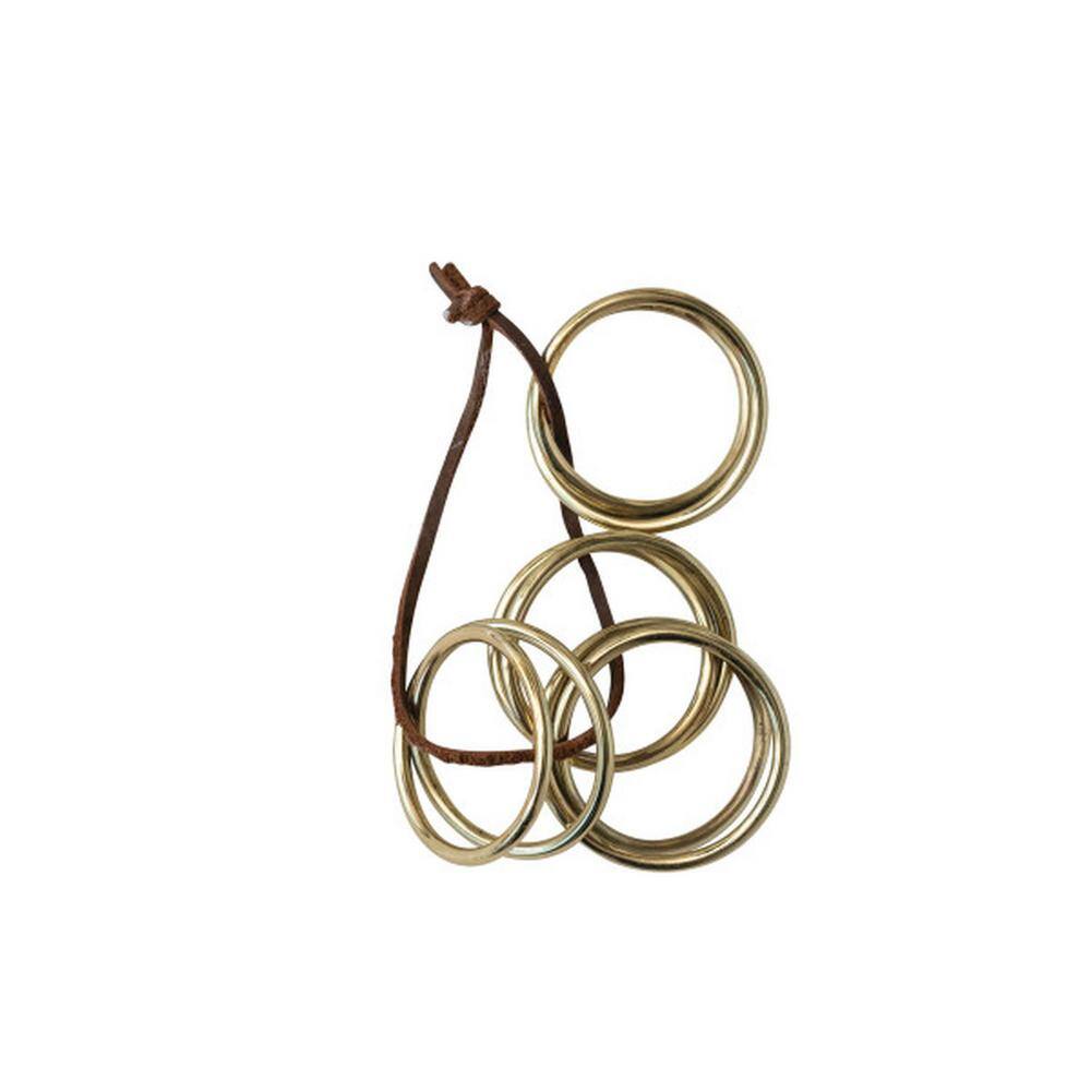 Brass Napkin Rings on Leather Tie (4)