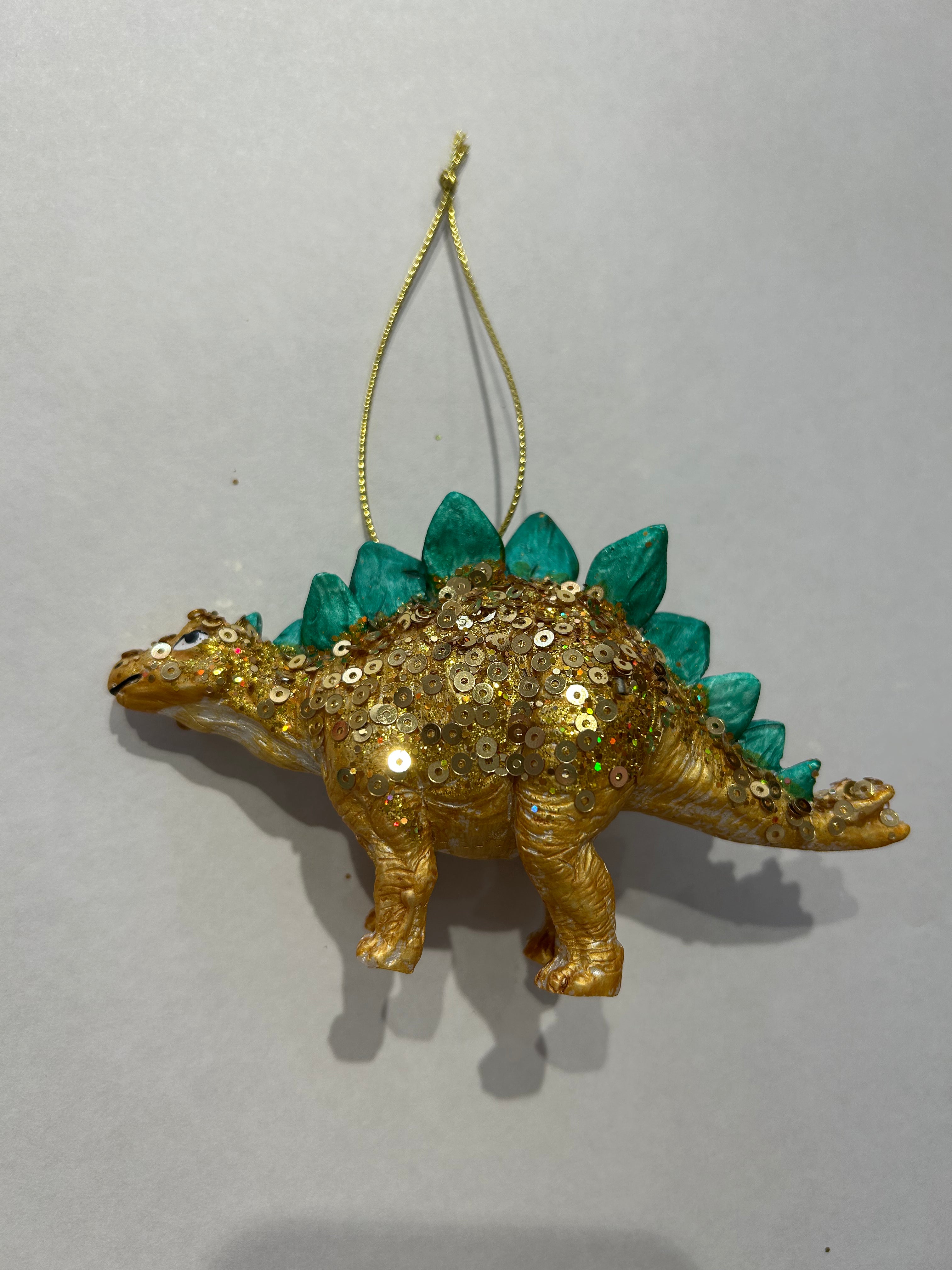 Resin Dinosaur Ornament with Glitter + Sequins