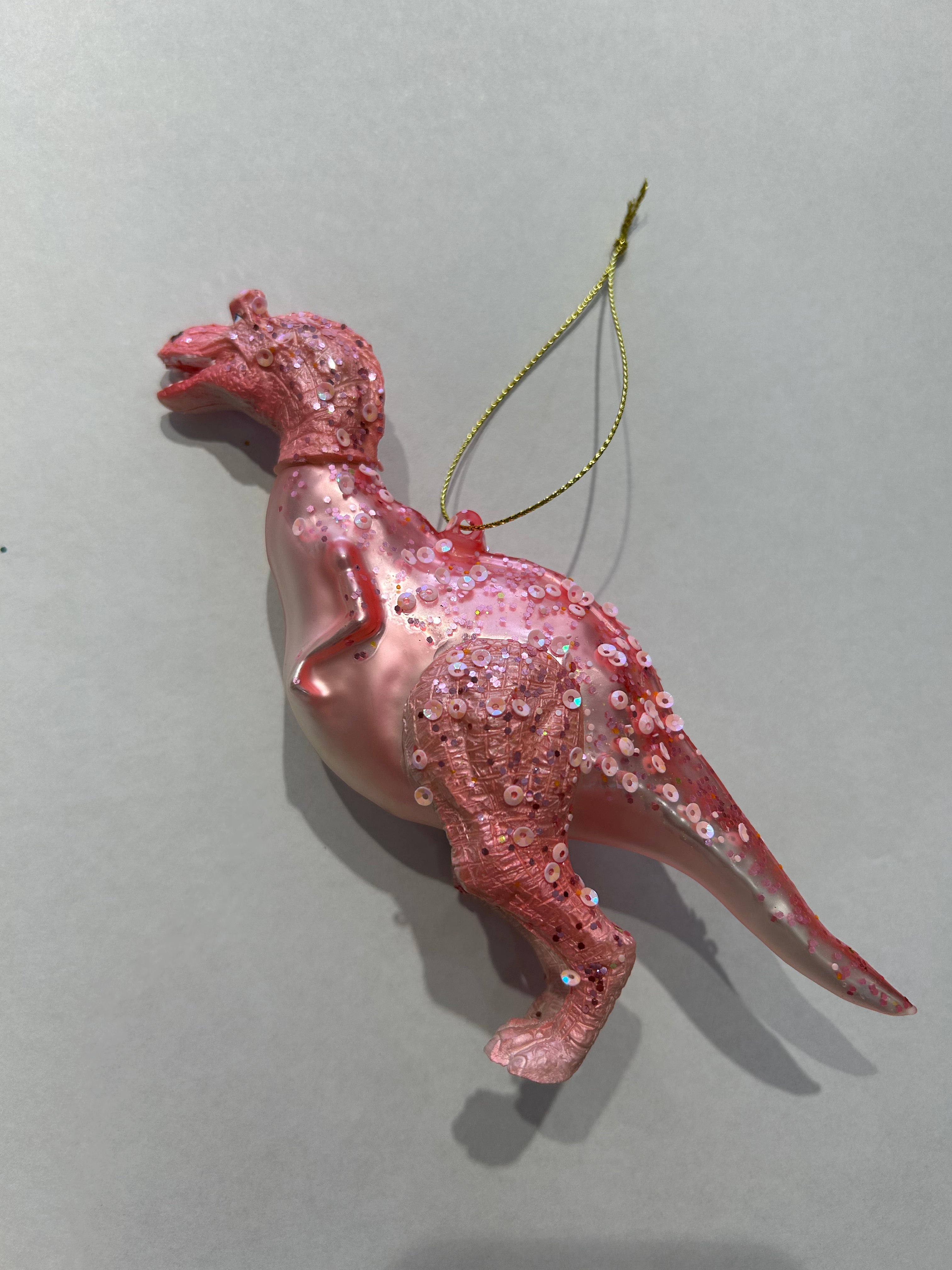 Resin Dinosaur Ornament with Glitter + Sequins