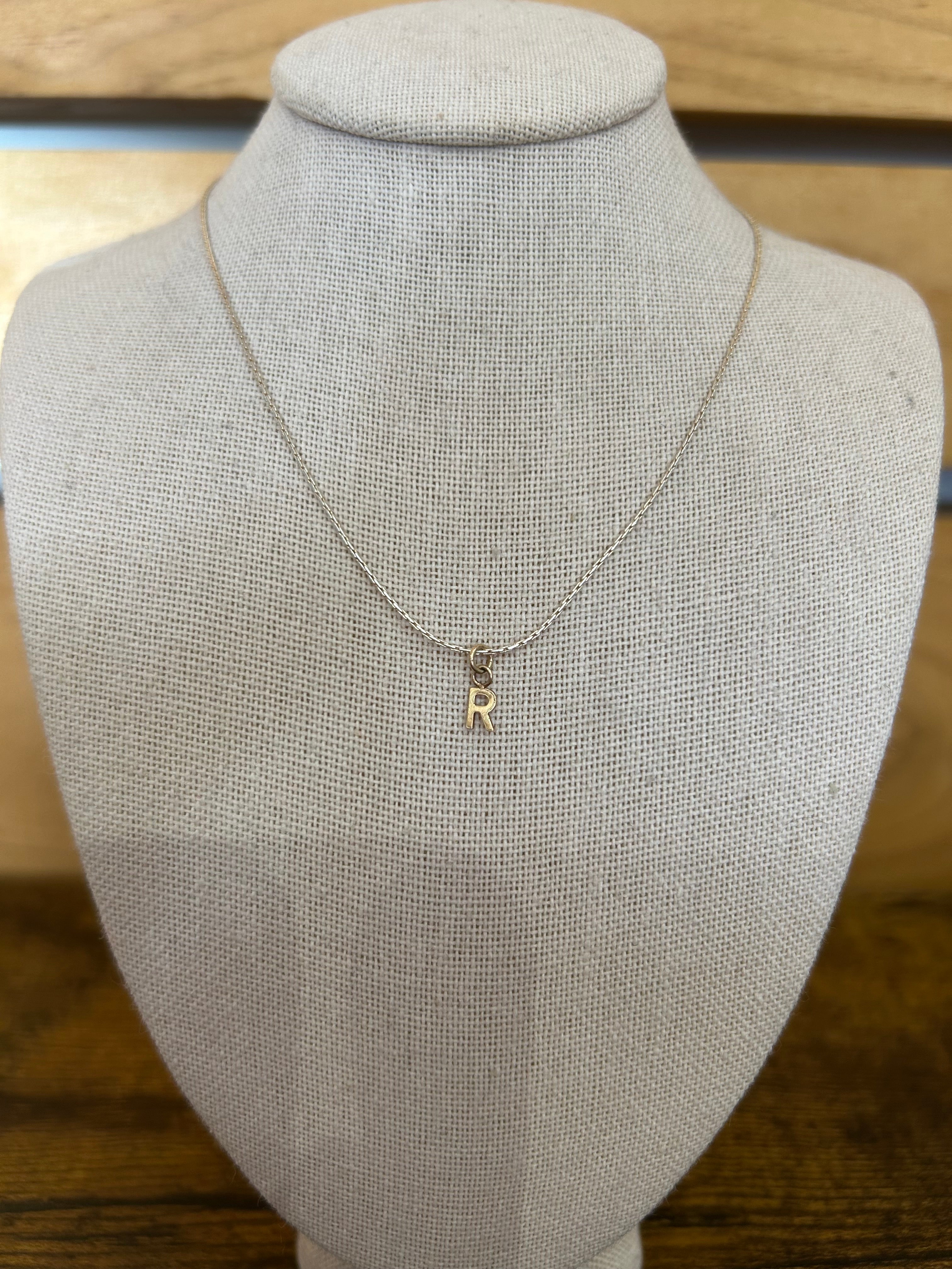 Mixed Metal Necklace with Initial