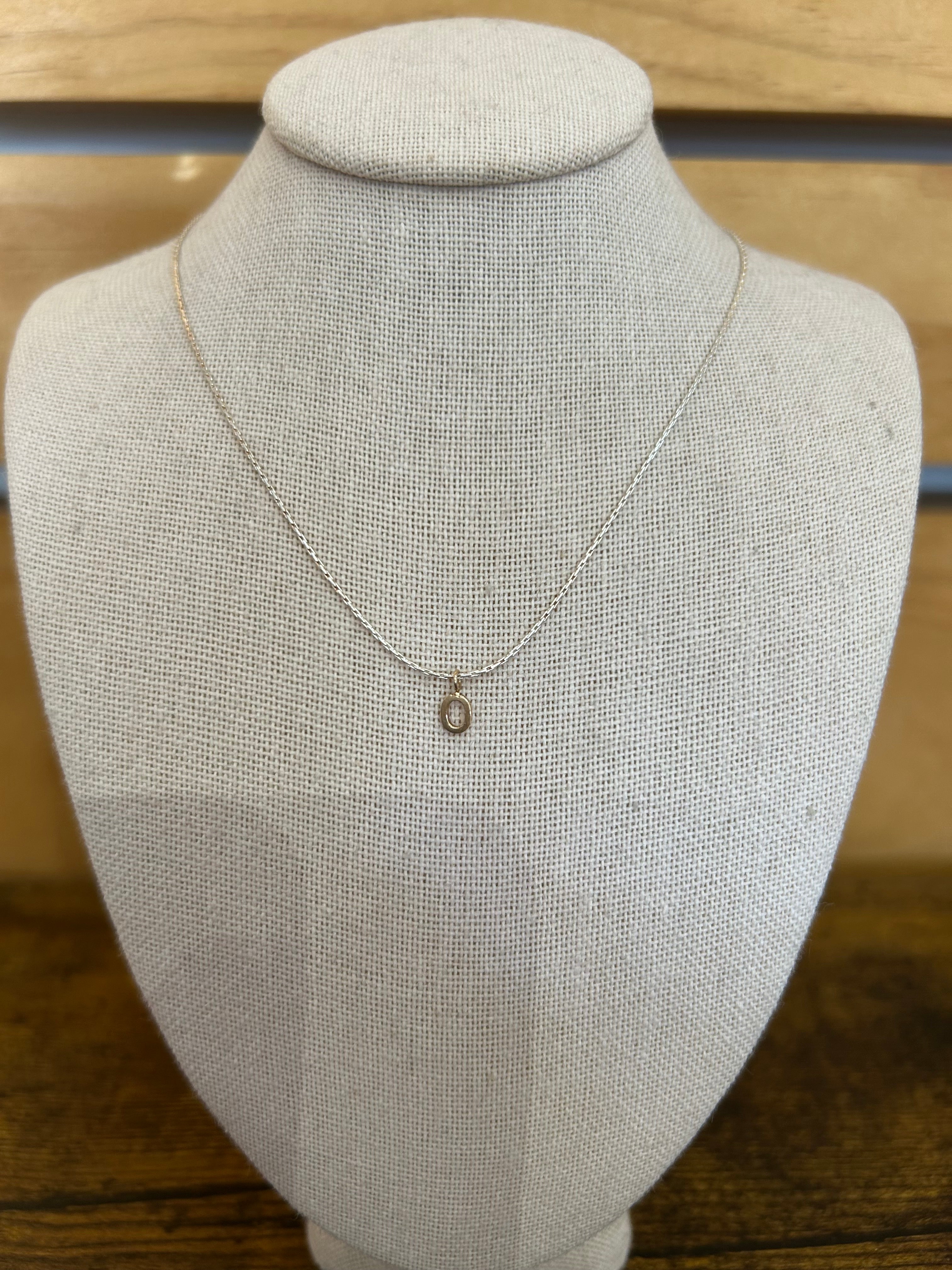 Mixed Metal Necklace with Initial