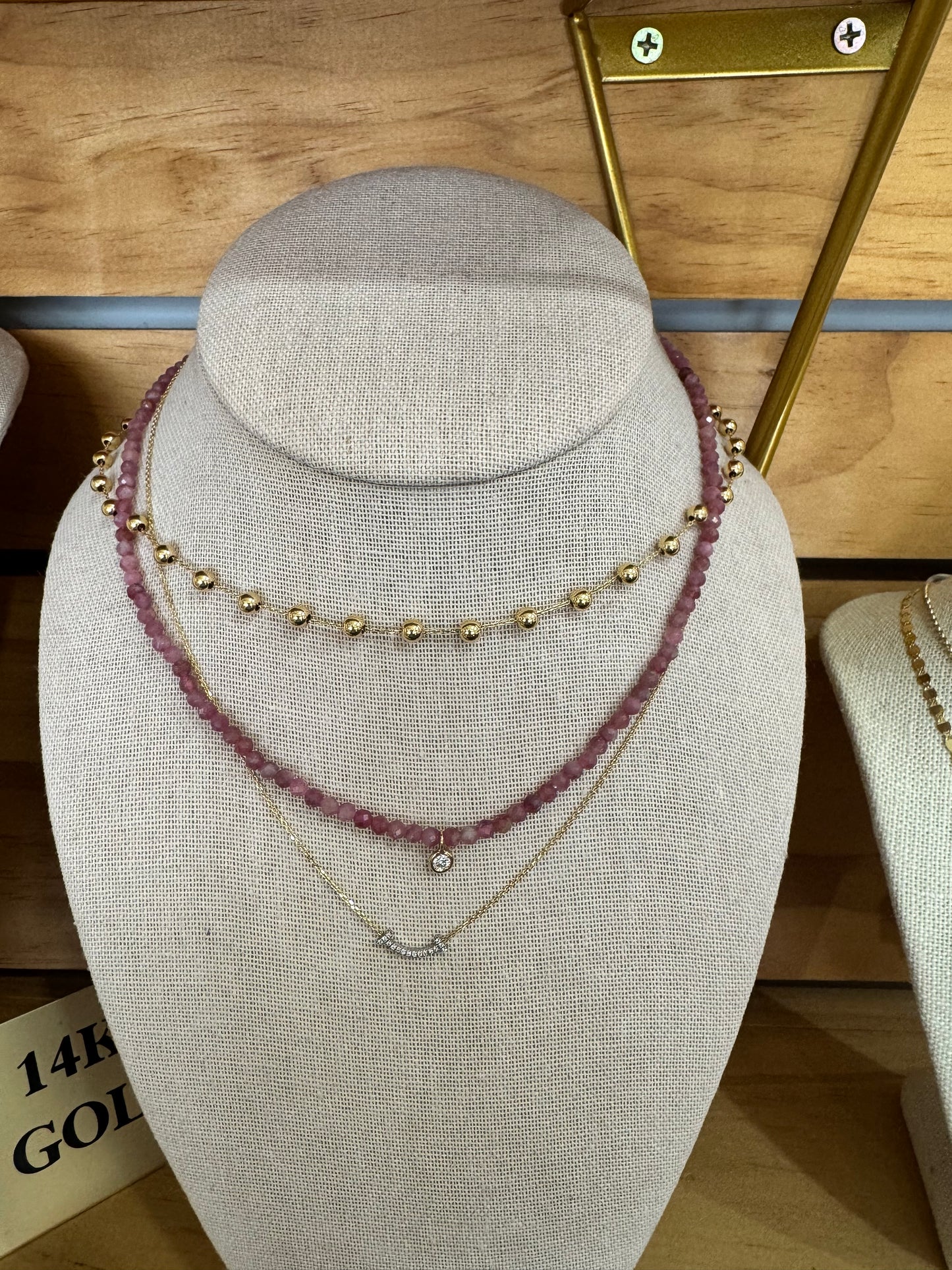 Pink Tourmaline 14k Necklace with Lab Grown Diamond