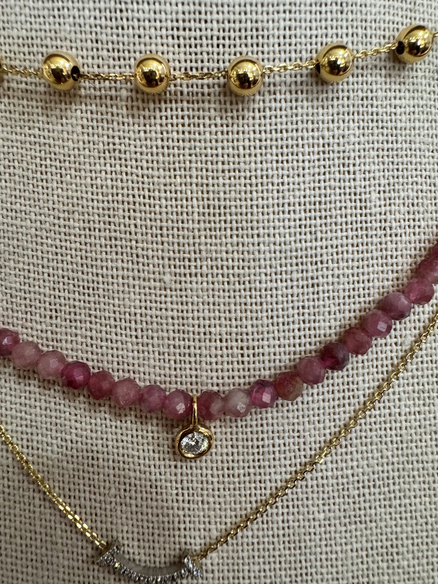 Pink Tourmaline 14k Necklace with Lab Grown Diamond