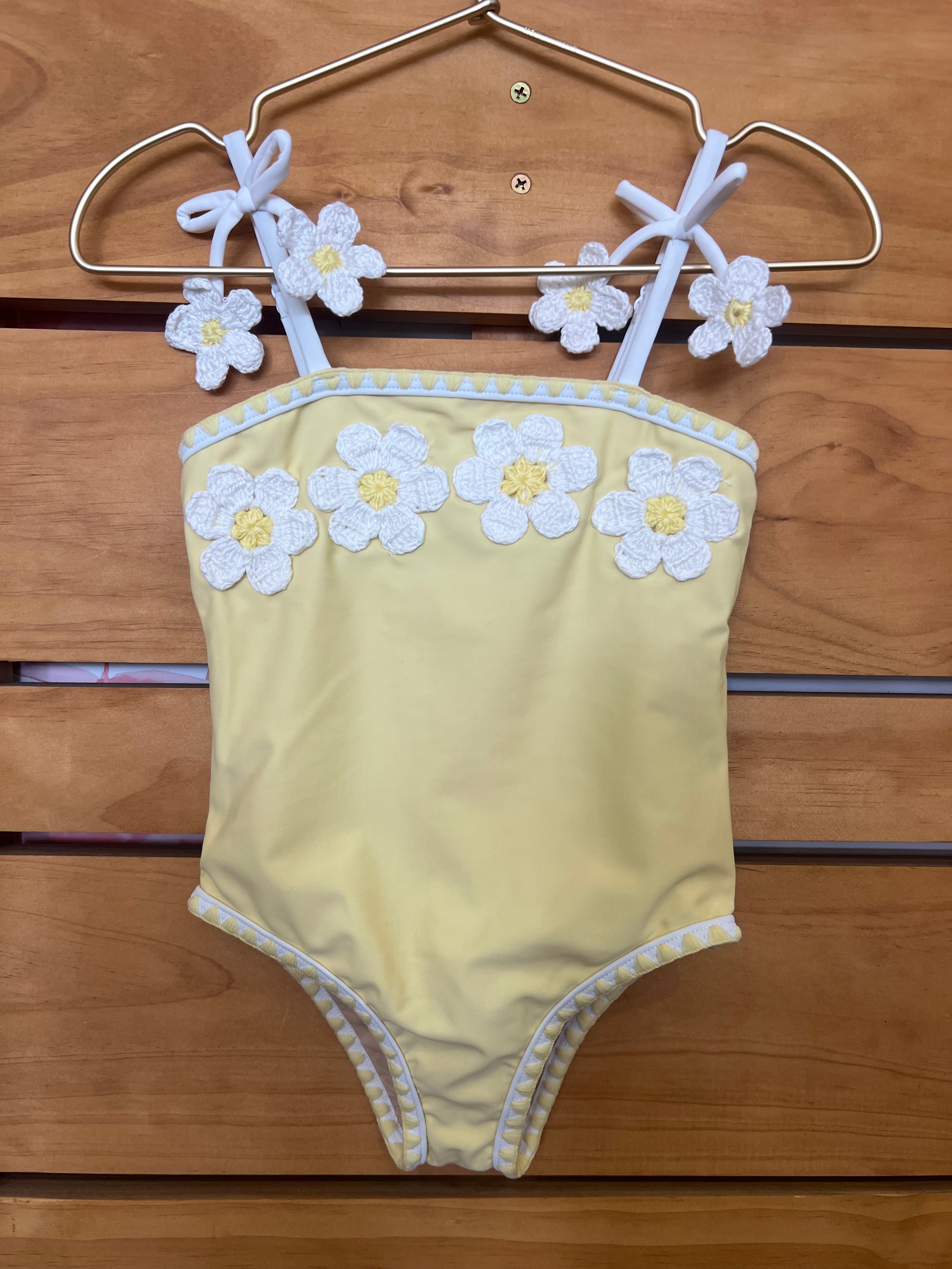 Crochet Pom Pom One Piece Swimsuit