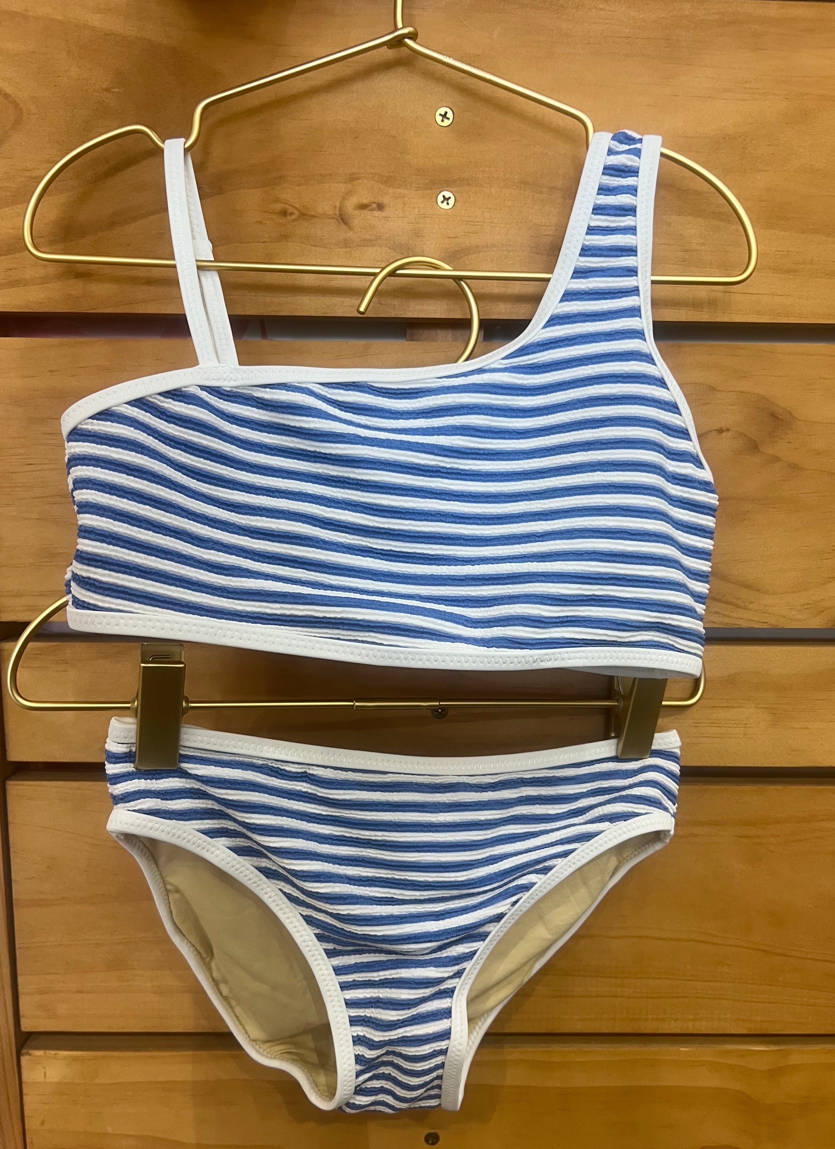 Two Piece Ribbed One Shoulder Bikinni