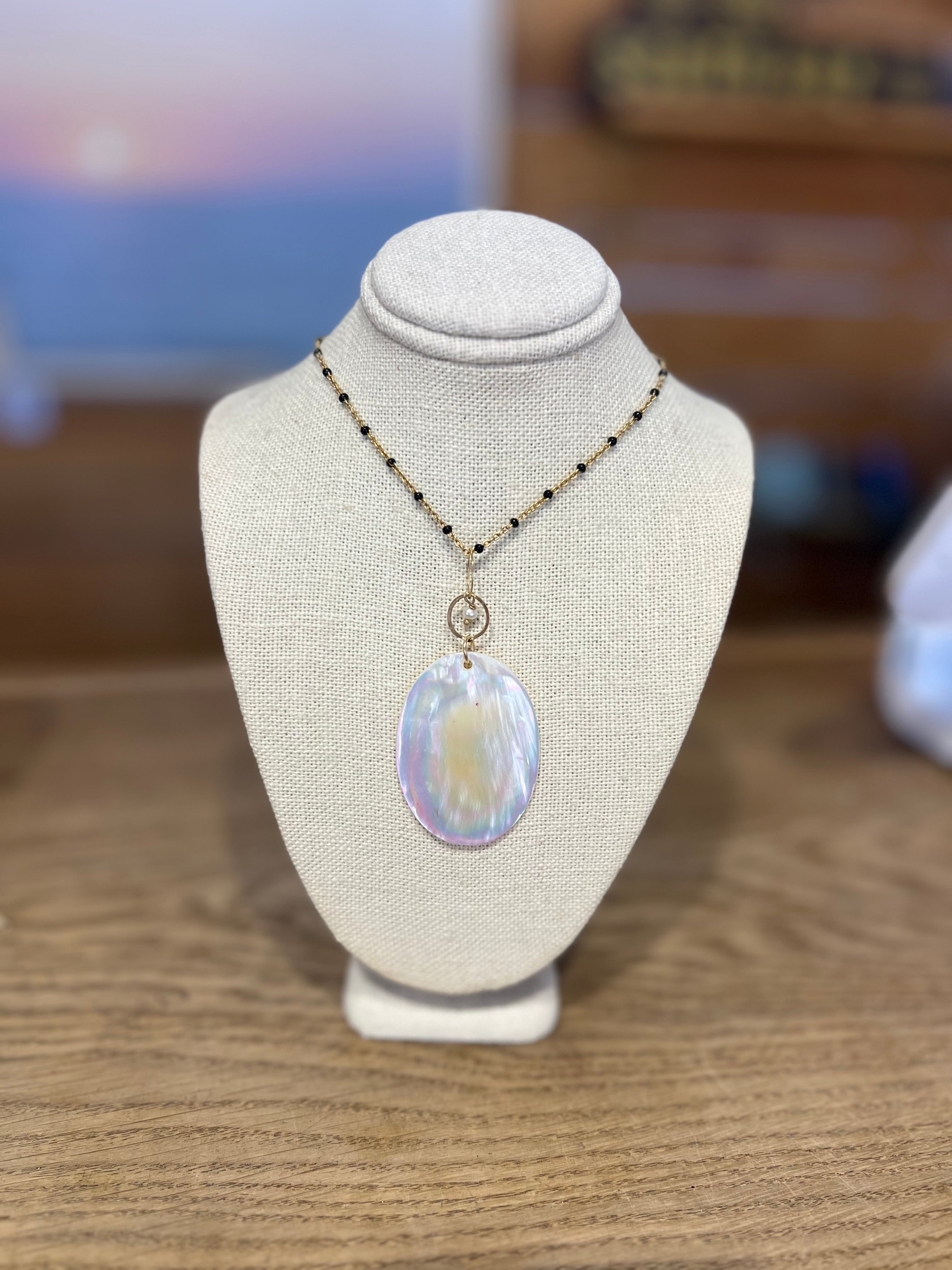 Vintage Mother of Pearl Gold Fill Chain Necklace