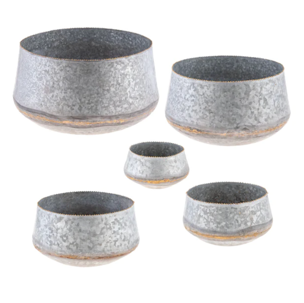 Galvanized Beaded Planters