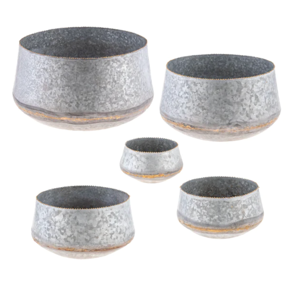 Galvanized Beaded Planters