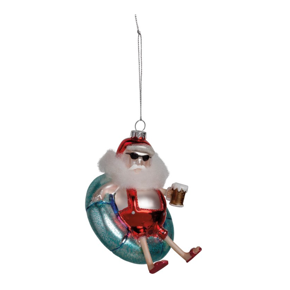 Santa Floaty Glass Ornament