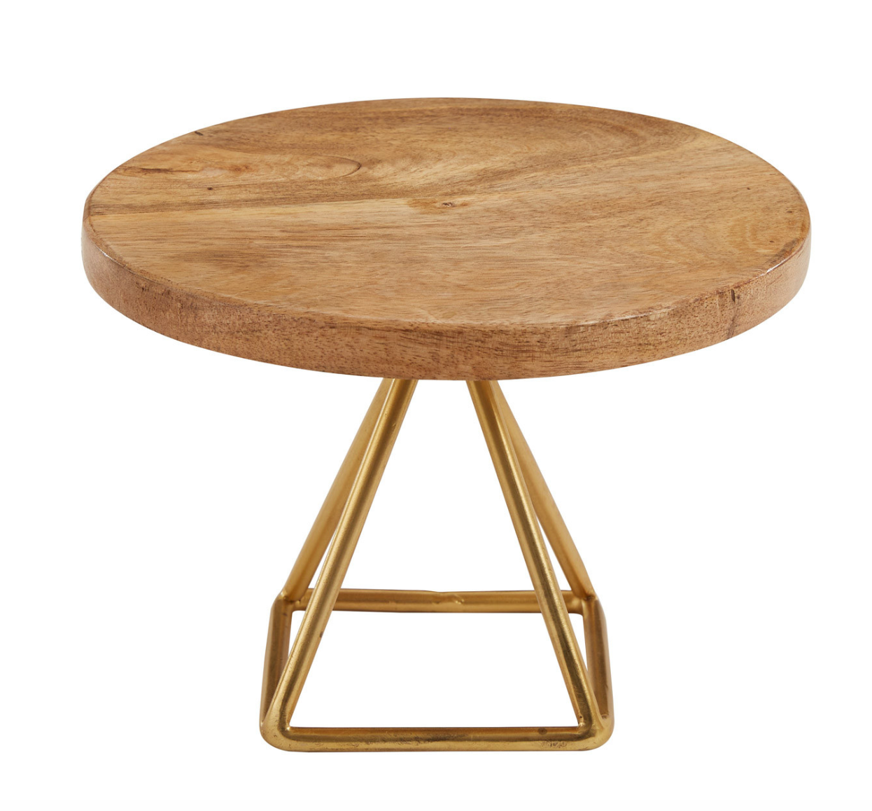 Wood + Gold Triangle Serving Stand