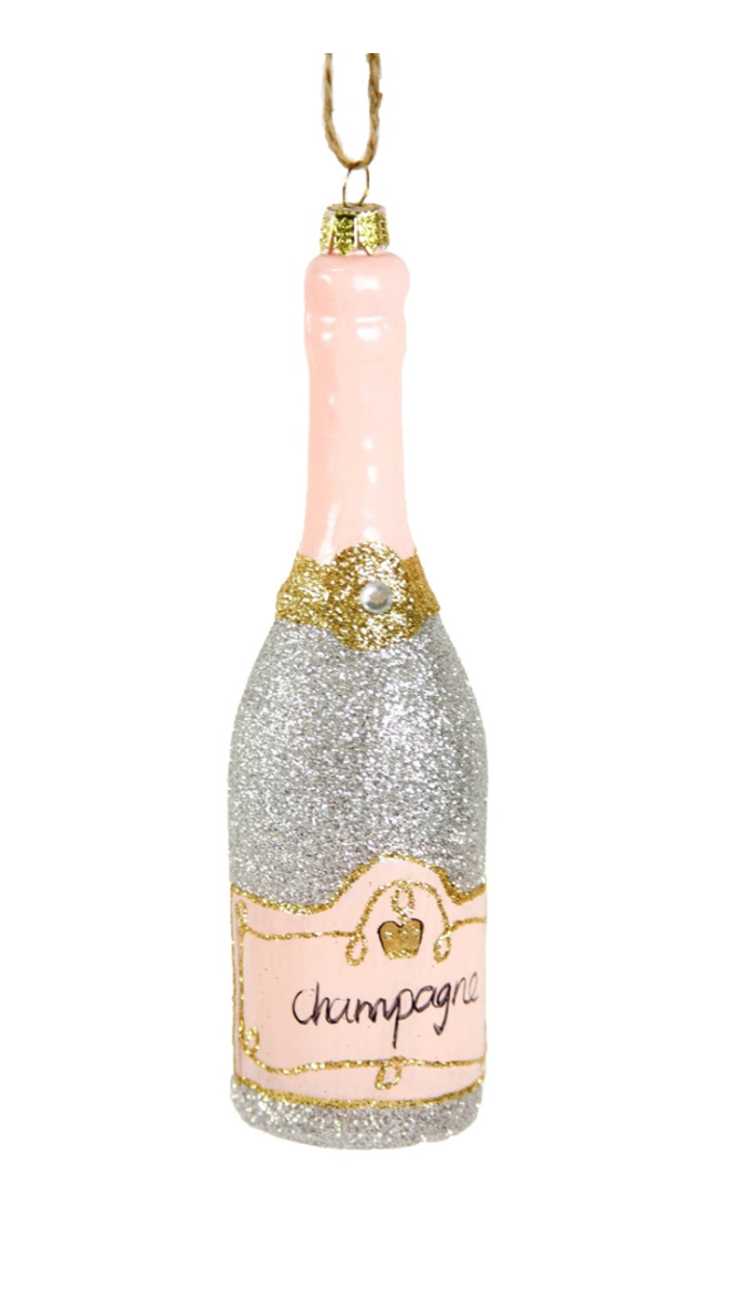 Glittered Champagne Ornament