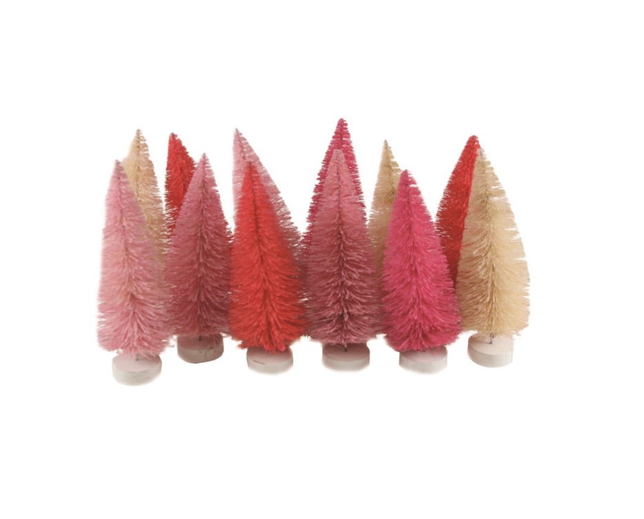 Mini Rainbow Holiday Trees in Pink Hues