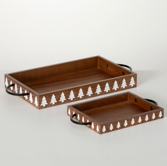 Pine Tree Wood Serving Trays