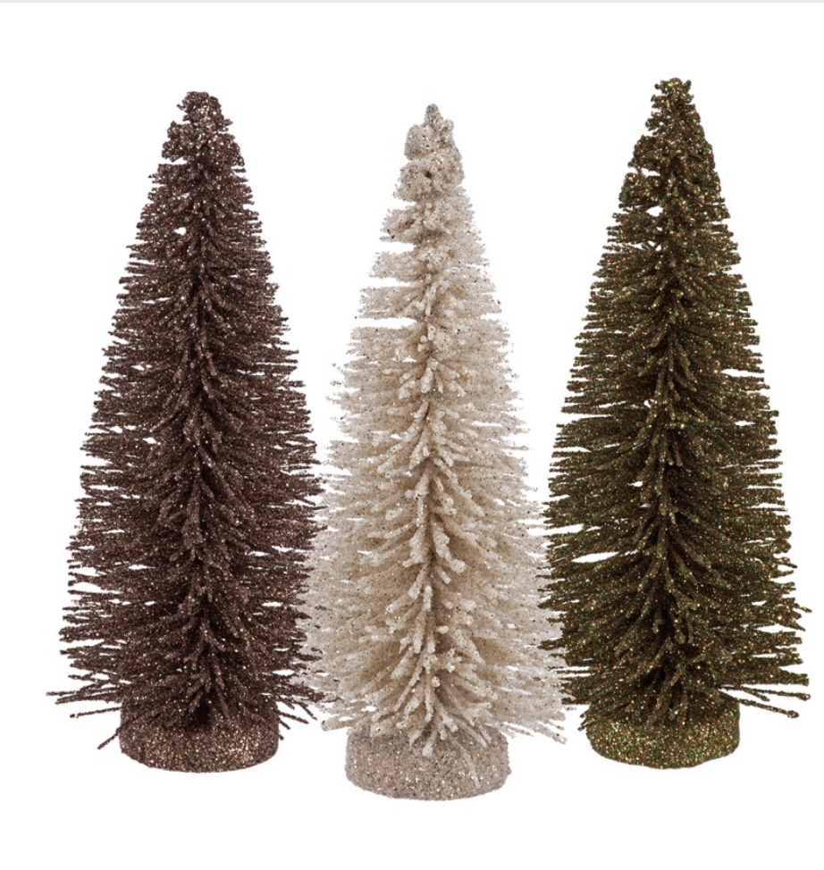 Winter Glitter Bottle Brush Trees