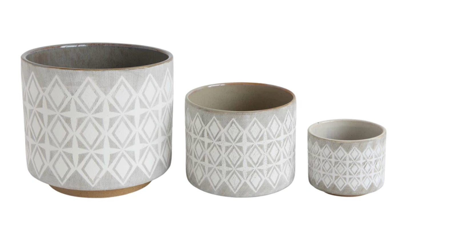 White Planter with Pattern