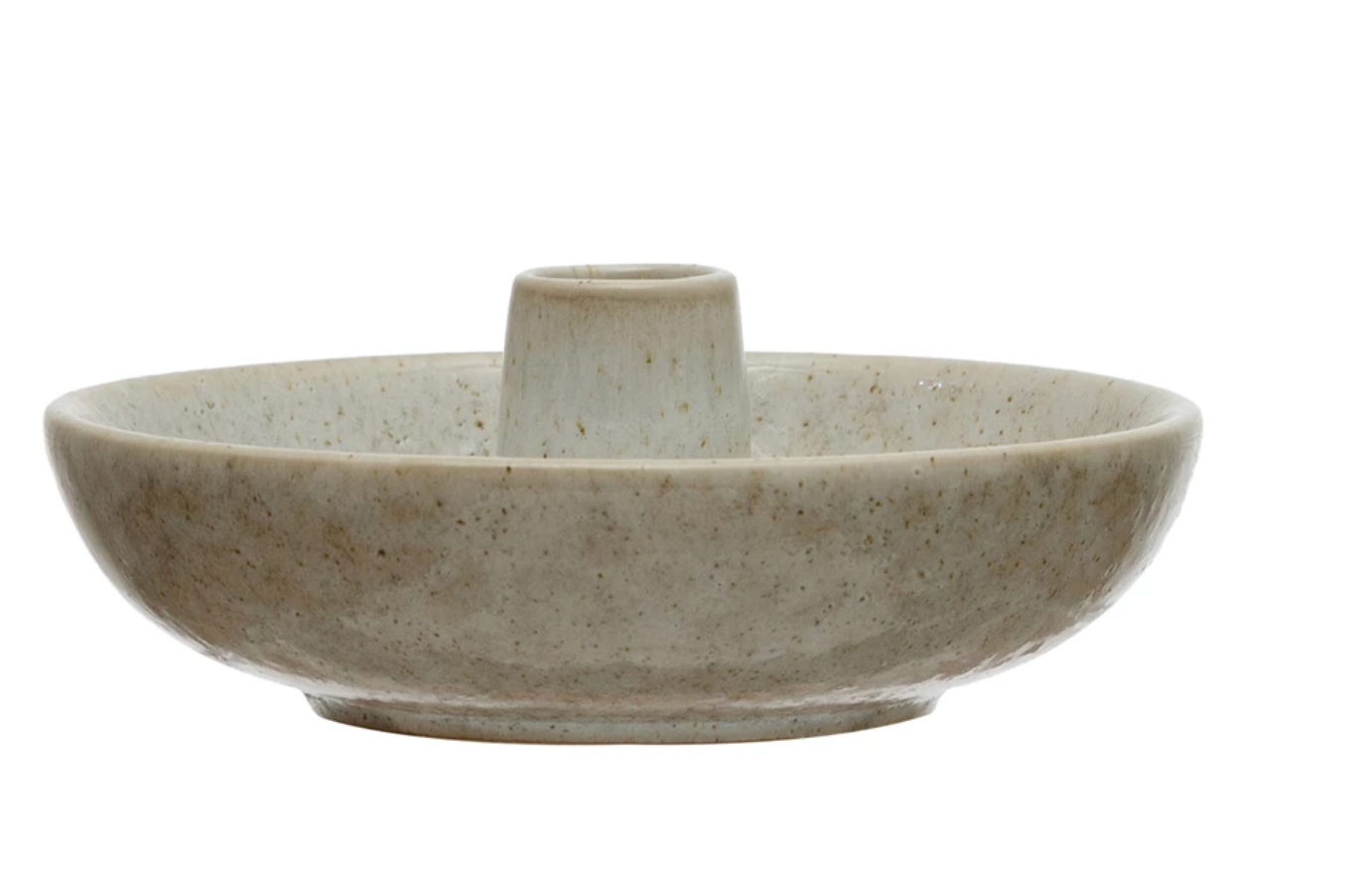 Stoneware Dish with Toothpick Holder