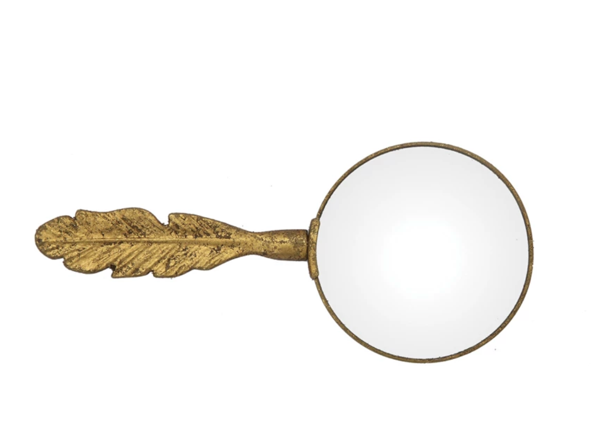 Pewter Magnifying Glass with Feather