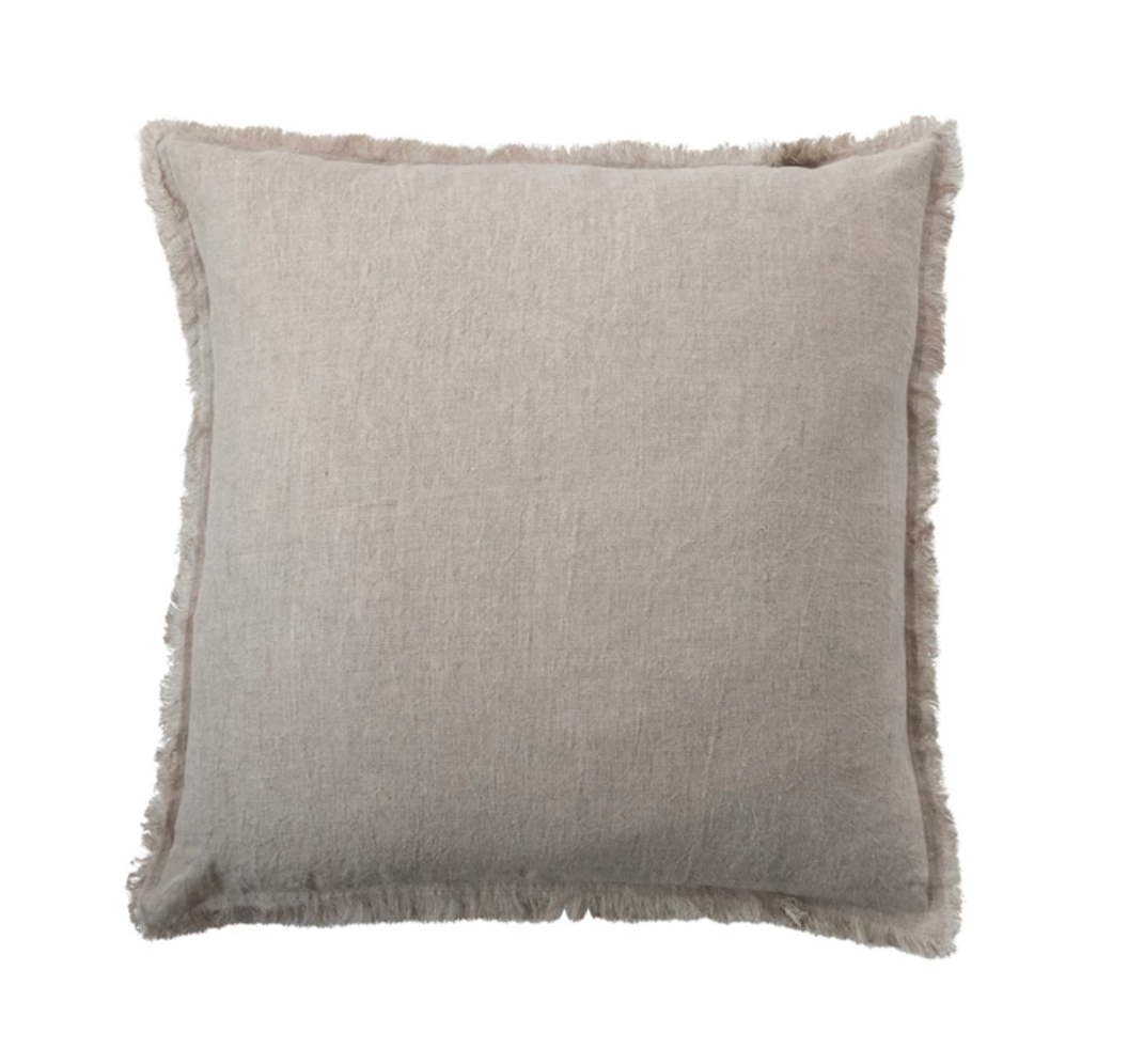 20" Square Stonewashed Linen Pillow