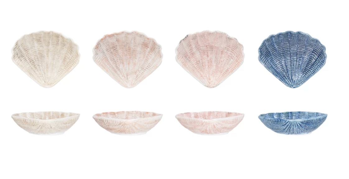 Hand-Painted Stoneware Shell