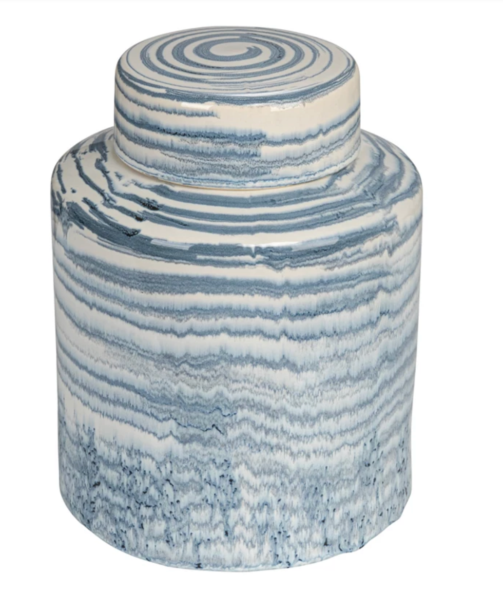 Stoneware Striped Ginger Jar
