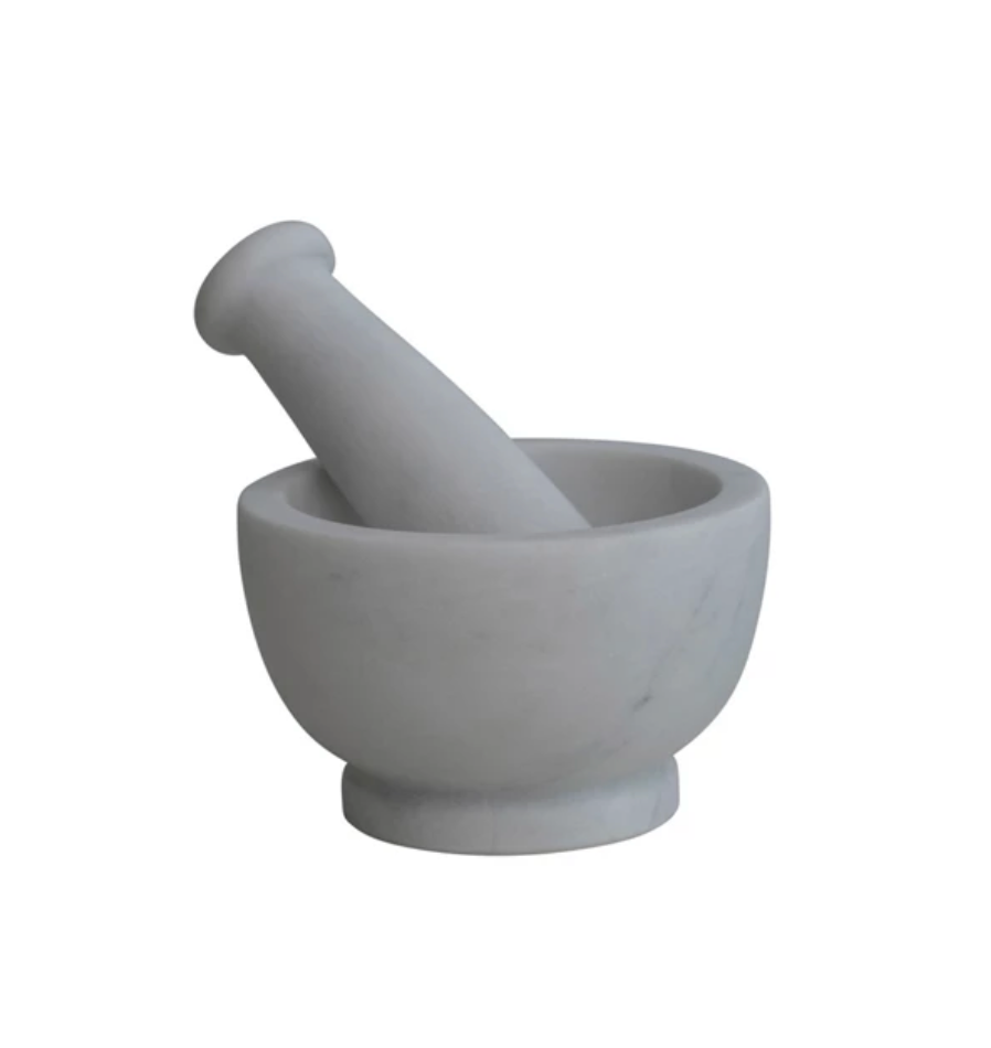 White Marble Mortar + Pestle