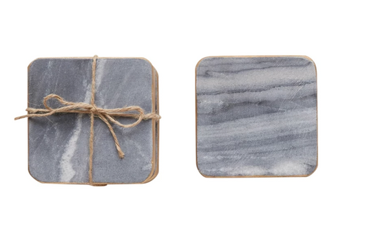 Marble Coaster Set with Gold Edge