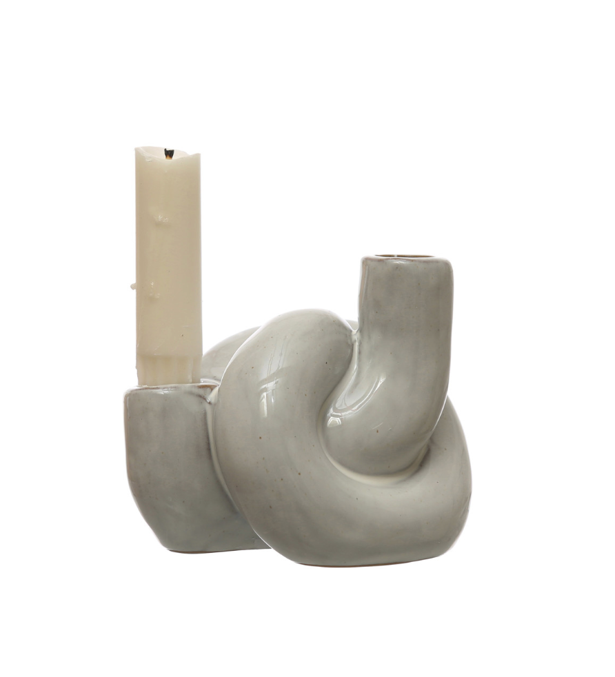 Stoneware Double Taper Holder