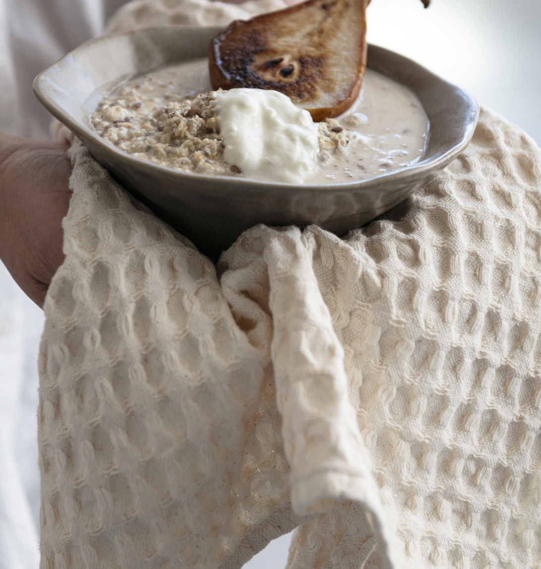 Stonewashed Cotton Waffle Weave Tea Towel