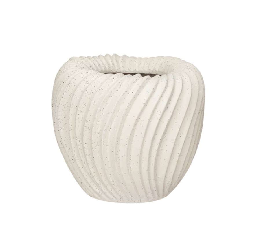 Stoneware Pleated Planter