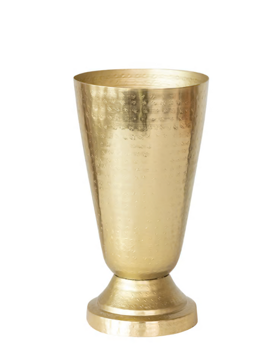 Hammered Metal Vase, Gold Finish