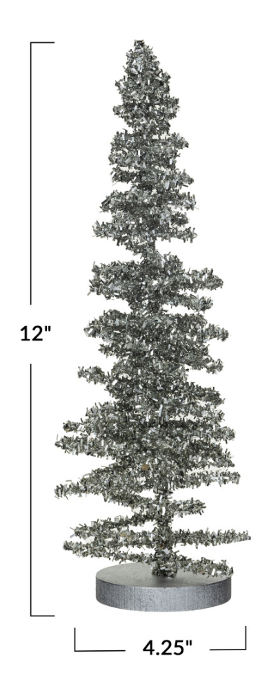 Tinsel Trees with Silver Glitter