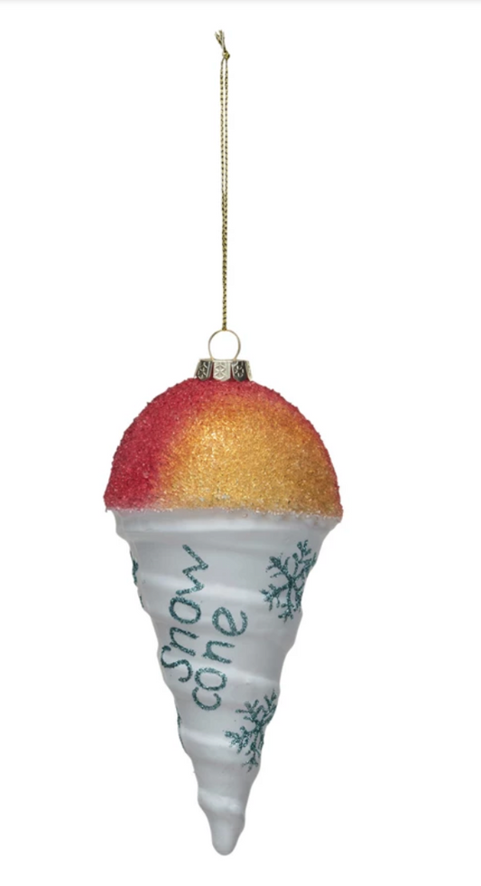 Glass Snow Cone Ornament with Snowflakes