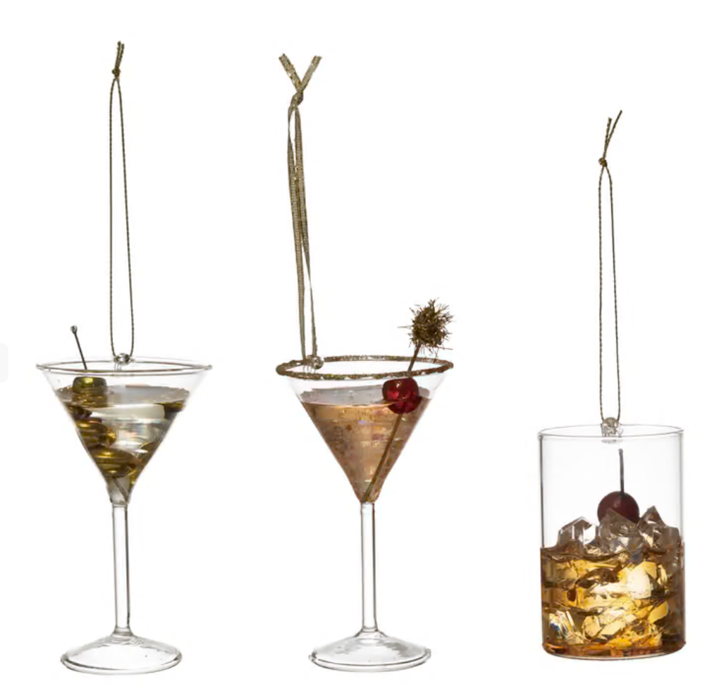 Glass Cocktail Ornaments