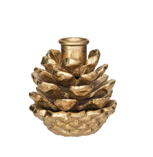 Cast Iron Pinecone Shaped Taper Candle Holder