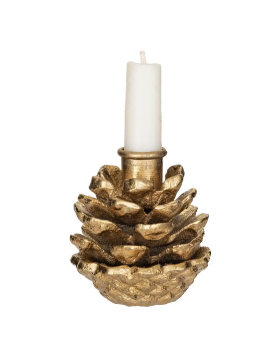 Cast Iron Pinecone Shaped Taper Candle Holder