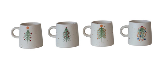 Hand-Painted Stoneware Holiday Mugs