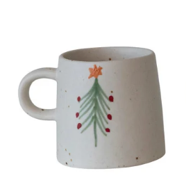 Hand-Painted Stoneware Holiday Mugs